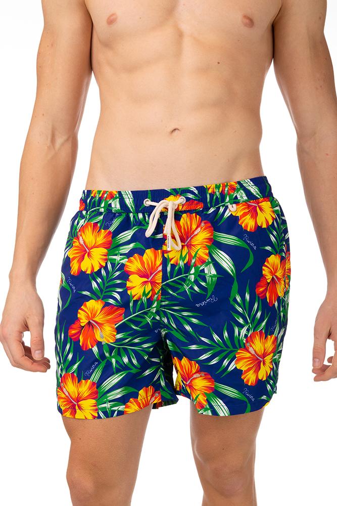 BOXER MOLLA UOMO BLU PRINTED IBISCUSBLU ROY ROGER'S